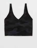 OFFLINE By Aerie Real Me Low Key Longline Sports Bra - Black Charcoal