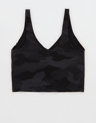 OFFLINE By Aerie Real Me Low Key Longline Sports Bra - Black Charcoal
