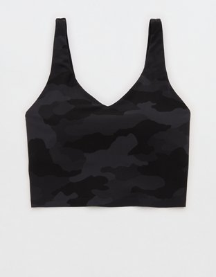 OFFLINE By Aerie Real Me Low Key Longline Sports Bra - Black Charcoal