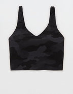 OFFLINE By Aerie Real Me Low Key Longline Sports Bra - Black Charcoal