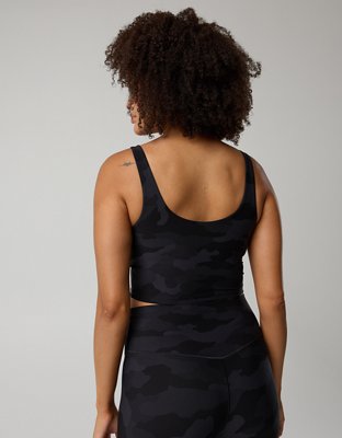 OFFLINE By Aerie Real Me Low Key Longline Sports Bra - Black Charcoal