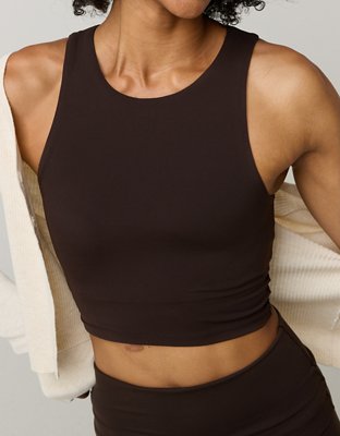 OFFLINE By Aerie Real Me XTRA High Neck Longline Sports Bra - Deep Earth