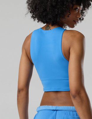 OFFLINE By Aerie Real Me XTRA High Neck Longline Sports Bra - Rome Blue