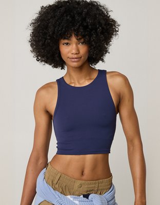 OFFLINE By Aerie Real Me XTRA High Neck Longline Sports Bra - Royal Navy