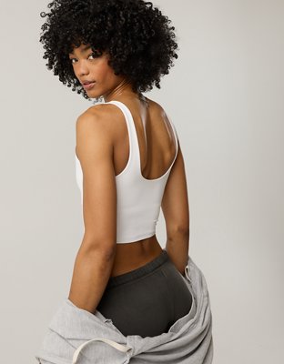 OFFLINE By Aerie Real Me Low Key Longline Sports Bra - White