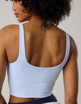OFFLINE By Aerie Real Me Low Key Longline Sports Bra - Eyelet Blue