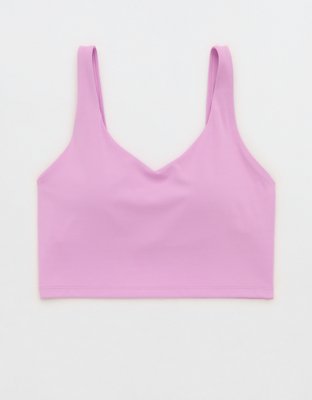 OFFLINE By Aerie Real Me Low Key Longline Sports Bra - Planet Pink