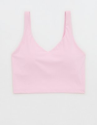 OFFLINE By Aerie Real Me Low Key Longline Sports Bra - Parfait Pink