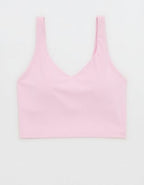 OFFLINE By Aerie Real Me Low Key Longline Sports Bra - Parfait Pink