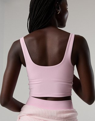 OFFLINE By Aerie Real Me Low Key Longline Sports Bra - Parfait Pink