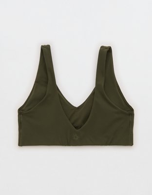 OFFLINE By Aerie Real Me XTRA Classic Double V Sports Bra - Festive Olive