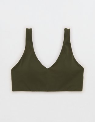 OFFLINE By Aerie Real Me XTRA Classic Double V Sports Bra - Festive Olive