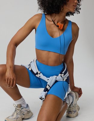 OFFLINE By Aerie Real Me XTRA Classic Double V Sports Bra - Rome Blue
