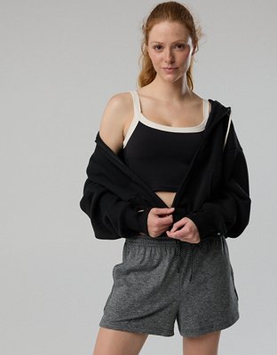 OFFLINE By Aerie Real Me Low Key Ringer Longline Sports Bra - True Black