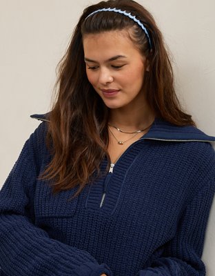 Aerie Zig Zag Headband - Eyelet Blue
