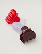 Aerie Jelly Medium Hair Clip 3-Pack - Brick Red