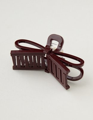 Aerie Cutout Bow Hair Clip - Cool Berry