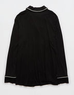 OVERSLEPT by Aerie Real Soft® Piping Long Sleeve PJ Top - True Black
