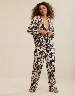 OVERSLEPT by Aerie Real Soft® Piping Long Sleeve PJ Top - Deep Ruby