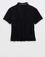 OVERSLEPT by Aerie Real Soft® Short Sleeve Pajama Shirt - True Black