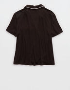 OVERSLEPT by Aerie Real Soft® Short Sleeve Pajama Shirt - Deep Earth