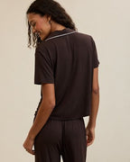 OVERSLEPT by Aerie Real Soft® Short Sleeve Pajama Shirt - Deep Earth