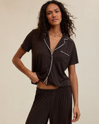 OVERSLEPT by Aerie Real Soft® Short Sleeve Pajama Shirt - Deep Earth