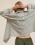OVERSLEPT by Aerie Seersucker Long Sleeve Shirt - Deep Earth