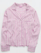 OVERSLEPT by Aerie Seersucker Long Sleeve Shirt - Hushed Violet