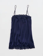 OVERSLEPT by Aerie Liquid Satin Tunic Tank - Navy