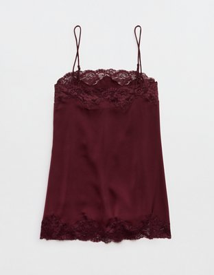 OVERSLEPT by Aerie Liquid Satin Tunic Tank - Royal Berry
