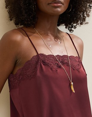 OVERSLEPT by Aerie Liquid Satin Tunic Tank - Royal Berry