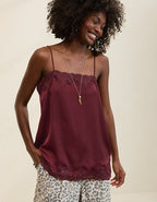 OVERSLEPT by Aerie Liquid Satin Tunic Tank - Royal Berry