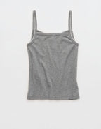 OVERSLEPT by Aerie Pointelle Tank - Dark Heather Gray