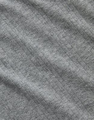 OVERSLEPT by Aerie Pointelle Tank - Dark Heather Gray
