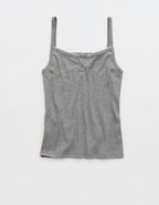 OVERSLEPT by Aerie Pointelle Tank - Dark Heather Gray