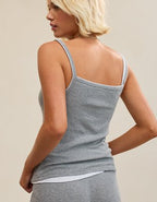 OVERSLEPT by Aerie Pointelle Tank - Dark Heather Gray