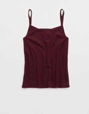 OVERSLEPT by Aerie Pointelle Tank - Royal Berry