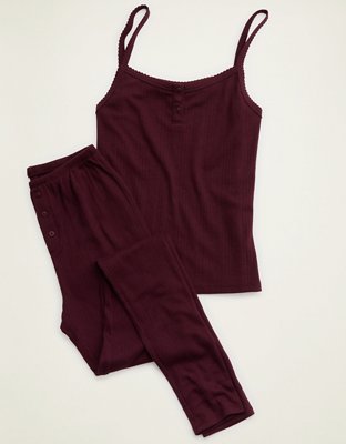 OVERSLEPT by Aerie Pointelle Tank - Royal Berry