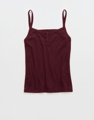 OVERSLEPT by Aerie Pointelle Tank - Royal Berry
