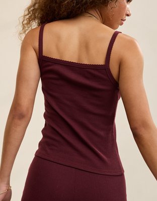 OVERSLEPT by Aerie Pointelle Tank - Royal Berry