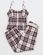 OVERSLEPT by Aerie Flannel Tank - Soft Muslin