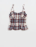 OVERSLEPT by Aerie Flannel Tank - Soft Muslin