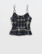 OVERSLEPT by Aerie Flannel Tank - Navy