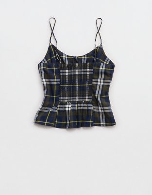 OVERSLEPT by Aerie Flannel Tank - Navy