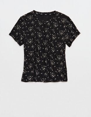 OVERSLEPT by Aerie Real Soft® Ribbed Baby T-Shirt - True Black