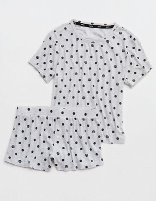 OVERSLEPT by Aerie Real Soft® Ribbed Baby T-Shirt - Light Heather Gray