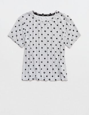 OVERSLEPT by Aerie Real Soft® Ribbed Baby T-Shirt - Light Heather Gray