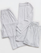 OVERSLEPT by Aerie Pointelle Elbow Sleeve Top - Light Heather Gray