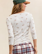 OVERSLEPT by Aerie Pointelle Elbow Sleeve Top - Cream